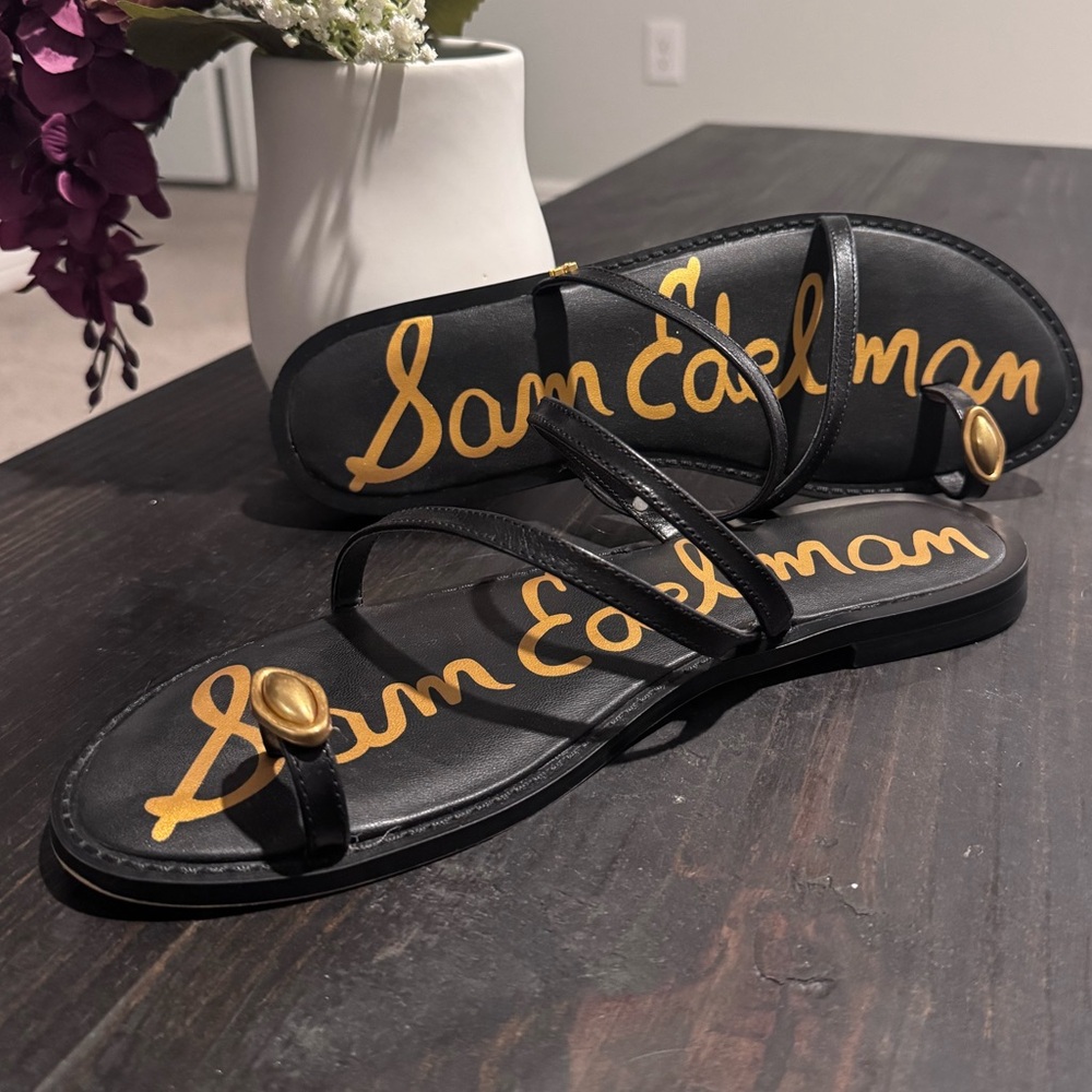 Sam Edelman Black and Gold Strappy Sandals - Picture 3 of 4